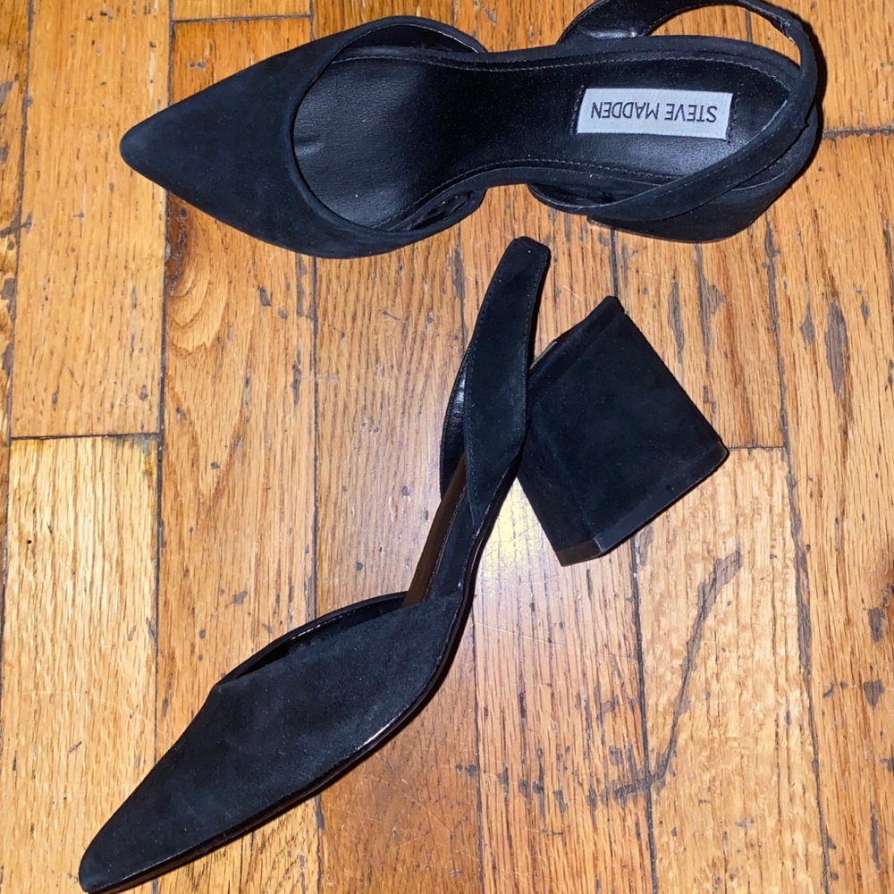 Steve Madden Black Suede Block Heels sz 7